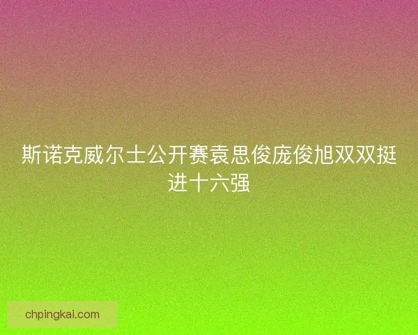 斯诺克威尔士公开赛袁思俊庞俊旭双双挺进十六强